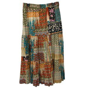 Catalog Classics Women Boho Patchwork Maxi Skirt Size L Indie Festival Earthy